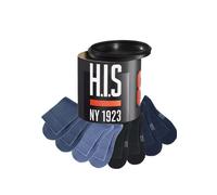 Socken H.I.S, Damen, Gr. 47-48, bunt (schwarz, marine, jeans), Baumwolle, Baumwollmischung, Polyamid, meliert, elastisch, Socken Socken, in der Geschenkdose (765119-47) schwarz, marine, jeans
