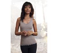 Spitzentop H.I.S "aus Feinripp" Gr. 48/50, rosa (rosé, braun, taupe), Damen, Obermaterial: 100% Baumwolle, unifarben, Tops, aus weicher Baumwoll-Qualität (788252-48) rosé, braun, taupe
