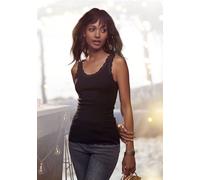Tanktop H.I.S Gr. 36/38, schwarz Damen Tops Strandtops mit Spitze (299964-36) schwarz