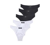 String H.I.S "Herren Unterhose", Herren, Gr. 5M, 5 Stk., schwarz-weiß (weiß, schwarz), Jersey, Obermaterial: 95% Baumwolle, 5% Elasthan, unifarben, körpernah, Unterhosen String, in Baumwollstretch-Qua