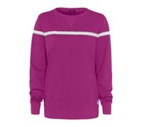 Sweater H.I.S, Damen, Gr. 44/46, lila (beere), Sweatware, Obermaterial: 77% Baumwolle, 20% Polyester, 3% Elasthan, kontrastfarbene Details, unifarben mit Farbeinsatz, Basic, Basic normal, Rundhals, br