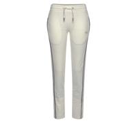 Sweathose H.I.S, Damen, Gr. 48/50, N-Gr, beige (ecru), Interlock, Obermaterial: 60% Baumwolle, 40% Polyester, bestickt, unifarben, Basic, figurbetont lang, Hosen Sweathose, mit Reißverschluss am Beins