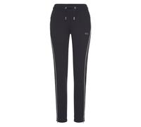 Sweathose H.I.S, Damen, Gr. 44/46, N-Gr, blau (marine), Interlock, Obermaterial: 60% Baumwolle, 40% Polyester, unifarben, Basic, bequem lang, Hosen, mit Reißverschluss am Beinsaum, Loungeanzug, Topsel