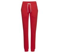 Sweathose H.I.S, Damen, Gr. 48/50, N-Gr, rot, Sweatware, Obermaterial: 60% Baumwolle, 40% Polyester, unifarben, casual, bequem lang, Hosen, aus weicher Sweatware und mit Ankerstickerei, Loungewear (65