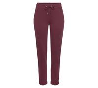 Sweathose H.I.S, Damen, Gr. 32/34, N-Gr, rot (rubinrot), Interlock, Obermaterial: 60% Baumwolle, 40% Polyester, bestickt, unifarben, bequem knöchellang, Hosen Sweathose, Schlupfhose mit kleinem Aufsch