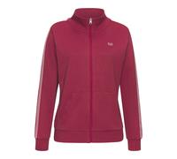 Sweatjacke H.I.S, Damen, Gr. 48/50, rot, Interlock, Obermaterial: 60% Baumwolle, 40% Polyester, unifarben, Basic, bequem hüftbedeckend, ohne Ausschnitt, Bündchen, Sweatjacken Sweatjacke, mit gestreift