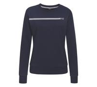 Sweatshirt H.I.S, Damen, Gr. 36/38, blau (marine), Interlock, Obermaterial: 60% Baumwolle, 40% Polyester, unifarben, Basic, bequem, Rundhals, Sweatshirts, Basic mit Logodruck, Loungewear (63889861-36)