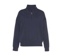 Sweatshirt H.I.S, Damen, Gr. 44/46, blau (navy), Interlock, Obermaterial: 60% Baumwolle, 40% Polyester, unifarben, bequem normal, Rippbündchen, Sweatshirts Sweatshirt, Troyer im maritimen Stil, Lounge