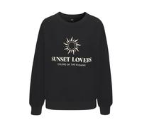 Sweatshirt H.I.S, Damen, Gr. 44/46, schwarz, Sweatware, Obermaterial: 60% Baumwolle, 40% Polyester, unifarben, bequem hüftlang, Rundhals, Rippbündchen, Sweatshirts (60234049-44) schwarz