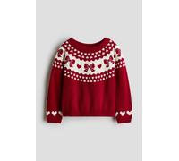 H & M - Baumwollpullover in Jacquardstrick - Rot/Schleifen 98/104 (2-4Y) 100% Cotton