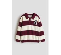 H & M - Rugbyshirt mit Motiv - Dunkelrot/Gestreift 110/116 (4-6Y) 100% Cotton