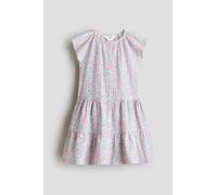 H & M - Stufenkleid aus Seersucker - Weiß/Rosa Geblümt 98 (2-3Y) 100% Cotton