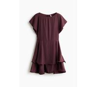 H & M - Stufenkleid mit U-Boot-Ausschnitt - Pflaumenrot XS 100% Polyester