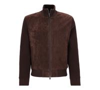 BOSS Veloursleder-Jacke mit gestrickten Ärmeln - Style H-Meter, 50569677 Dunkelbraun 52