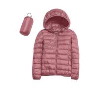 (H-pink,Large)A-womens Casual Lightweight Hooded Down Jacket Packable Puffer Coats Ultra Light Weight Short Down Jacket With Storage Bag