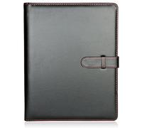 H&S DIN A4 Schreibmappe mit Ringbuch - Konferenzmappe mit 40 Klarsichthüllen - Dokumentenmappe aus Kunst Leder in Schwarz für Damen & Herren mit 2 Innentaschen Organizer