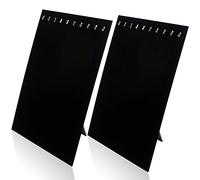 H&S Samt Schmuckständer in Schwarz - 2er-Set - Großer Schmuckhalter - Aufbewahrung und Halterung für Ketten und Schmuck an Metallhaken - Schmuckaufsteller Ketten - Halsketten Aufsteller - Schmuckbaum