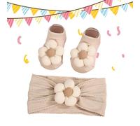 Haarbänder für Mädchen, weiche, Set aus Baumwolle mit Haarreif und Socken, für, Walking, Foto, Geburtstag, Haus, Outdoor, Taufe, Alltag, Zeremonie