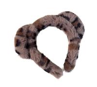 Haarbänder mit Leopardenmuster, niedliches Imitat, Nerz-Plüsch-Stirnband, Haar-Accessoires, Katzenohren, flauschiger Haarreif, Gesichtswäsche, Kopfbedeckung, Cosplay (dunkler Leopard)