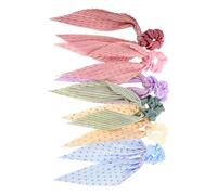 Haargummis 6 Stück pack mit Schleife aus Gewebe für Damen | Crinkle Design, Eleganter Look, Vielseitig Kombinierbar, Sicherer Halt, Mix And Match Stil