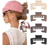 Haarklammern für Baseballkappen 4 Stück - Große Trucker Hut Haarklammern für Damen, stabile Klammern für dickes Haar, stylisches Haarzubehör als praktisches Geschenk (Neutral-Matt)