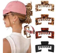 Haarklammern für Baseballkappen 4 Stück - Große Trucker Hut Haarklammern für Damen, stabile Klammern für dickes Haar, stylisches Haarzubehör als praktisches Geschenk (Leopardenmuster)