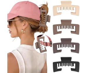 Haarklammern für Baseballkappen 4 Stück - Große Trucker Hut Haarklammern für Damen, stabile Klammern für dickes Haar, stylisches Haarzubehör als praktisches Geschenk (Neutral-Matt)