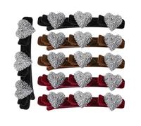 Haarnadeln Für Damen - 9,5 X 1,5 Cm, Beflocktes Herz-Styling-Zubehör | 6 Stück Glitzernde Zopfklammern Für Mädchen, Ideal Für Dicke, Dünne Haare, Hochzeit, Party, Reisen, Yoga, Geburtstag