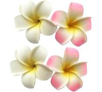 Haarnadeln, hawaiianische Frangipani-Plumeria-Schaumkopf-Blumen-Haarspangen für Frauen, tropische Party-Dekorationen, Strand, Pool, Urlaub, Outfit, 7 cm, Weiß und Rosa, 4 Stück