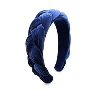 Haarreif Samt Geflochtener Haarreifen Damen Trachten Haarreif breit Vintage Harrband Mode Stirnbänder für Frauen (Marineblau)