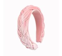 Haarreif Samt Geflochtener Haarreifen Damen Trachten Haarreif breit Vintage Harrband Mode Stirnbänder für Frauen (Pink)