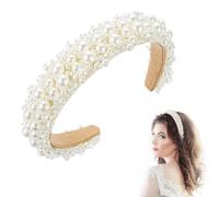 Haarreifen Damen Perlen - Weiße Perlen Haarreif Dirndl, Breit Elegante Geflochtener Glitzer, Samt Braut Haarbänder Haarschmuck Hochzeitsfrisuren Accessoires