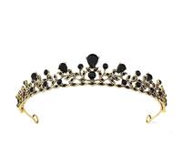 Haarschmuck Haar Schmuck Krone Tiaras für Frauen Vintage Barock schwarze Farbe Königin Diadem Kronendem Kristall Strass Braut Haar Schmuck Kopfstück Hochzeit Haarzubehör, One Size,