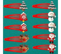 Haarschmuck Haarspangen Weihnachten, 10 Stück Haarclips Haarklammern Geschenke für Kinder Mädchen Frauen Damen, Weihnachts Deko Haar Accessoires Rentier Spangen Haarnadeln Haarreif (Rot)