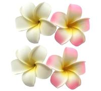 Haarspangen, 4 Stück, 7 cm, hawaiianische Frangipani, Plumeria Schaumstoffkopf, Blume, Party, Strand, Haarspange, Blume, hawaiianische Haarspangen, 4 Stück