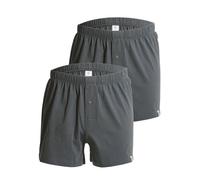 Haasis Bodywear Herren Jersey Boxer, mit Knopfleiste, 2er Pack, Single-Jersey mittelgrau L