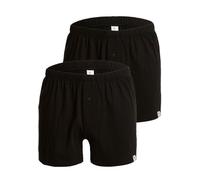 Haasis Bodywear Herren Jersey Boxer, mit Knopfleiste, 2er Pack, Single-Jersey schwarz M