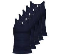 HAASIS Bodywear, Herren Unterhemd 5er Pack Feinripp, Reine Bio Baumwolle, GOTS Zertifiziert, Made in Europe, Größe:2XL, Farbe:Navy