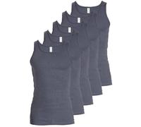 Haasis Bodywear Herren Unterhemd Feinripp 5er Pack mittelgrau M