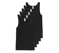 Haasis Bodywear Herren Unterhemd Feinripp 5er Pack schwarz XXL