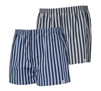 Haasis Bodywear Herren Web-Boxer Streifen, verdeckte Knopfleiste, 2er Pack navy-Streifen XL