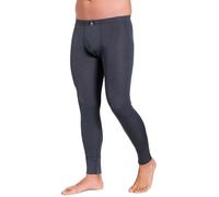 HAASIS Bodywear, Lange Herrenhose, ohne Eingriff, Feinripp, Wolle/Seide Mischung, Made in Europe, Größe:2XL, Farbe:stahlgrau