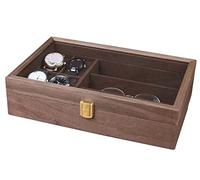 Habrur Uhrenbox Uhrenetui Uhrenaufbewahrung Eleganter 4-Uhr-Steckplatz Mit 3 Brillengittern, Uhrenetui-Halter, Armbanduhr, Sonnenbrillen-Display-Organizer Uhrenrolle Uhrenhalter