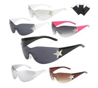 Hachera 3 Stück Punk Randlose Brille, Randlose Y2k Sonnenbrille, Y2K Wraparound Sonnenbrille, Wraparound Futuristische Brille Für Den Außenbereich, Sonnenschutz Im Sommer (Zufällig ausgewählter Stil)