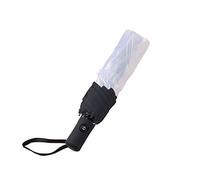 Hacoly transparent Regenschirm Kunststoff durchsichtig Taschenschirm automatischem Knopf Sturmfest Schirm, klein, leicht kompakt, windsicher, stabil,23 * 5cm -Schwarz