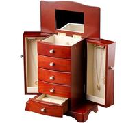 HADECOLL Mehrschichtige Schmuckschatulle aus Holz - Vintage-Aufbewahrungsbox für Ringe, Ohrringe, Halsketten, Armbänder und Uhren - Elegantes Deko-Etui für kleine Schmucksammlungen