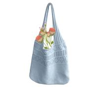 Häkel-Strandtasche, japanisch, koreanisch, einfarbig | Häkel-Schulter-Handtaschen, handgefertigt, Boho-Strick, Sommer-Design, für Strandtage, Einkaufen, Reisen, Freizeit, Alltag