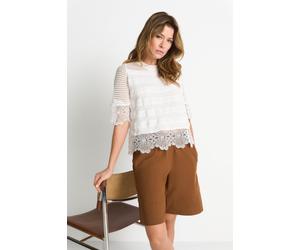 Häkel-Top mit Spitzensaum XL pearl white
