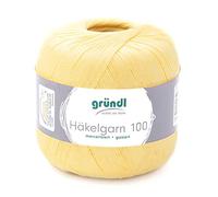 Häkelgarn 100 Gründl 100% Baumwolle, Filetgarn,häkeln, 100g 566 m,NS -2,Stärke 10 (120 helles gelb)