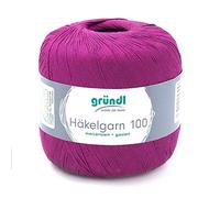 Häkelgarn 100 Gründl 100% Baumwolle, Filetgarn,häkeln, 100g 566 m,NS -2,Stärke 10 (133 purpur)